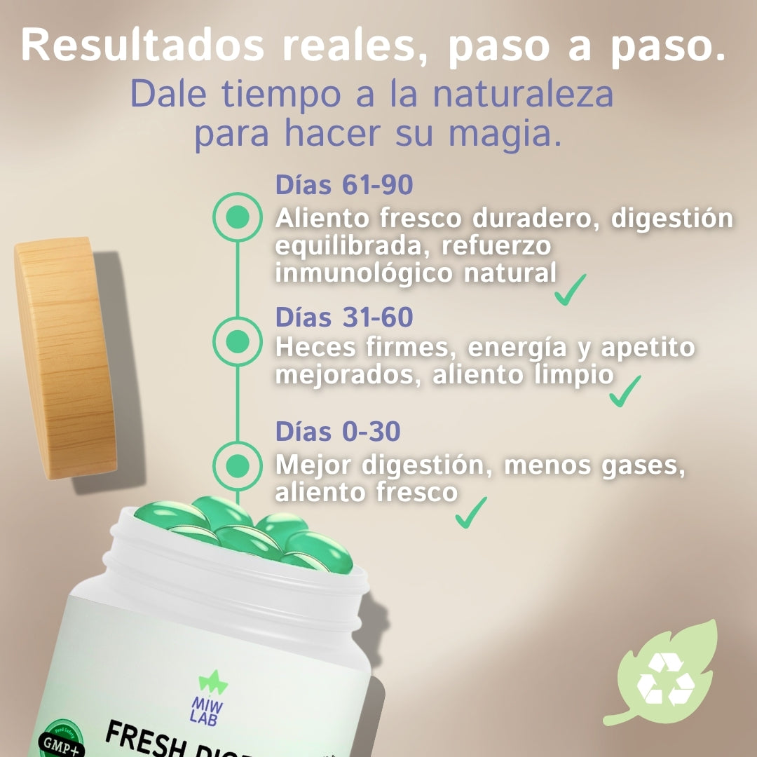 Fresh Digest bote 100g - suplemento digestivo con enzimas y probióticos para mascotas | MIWLAB