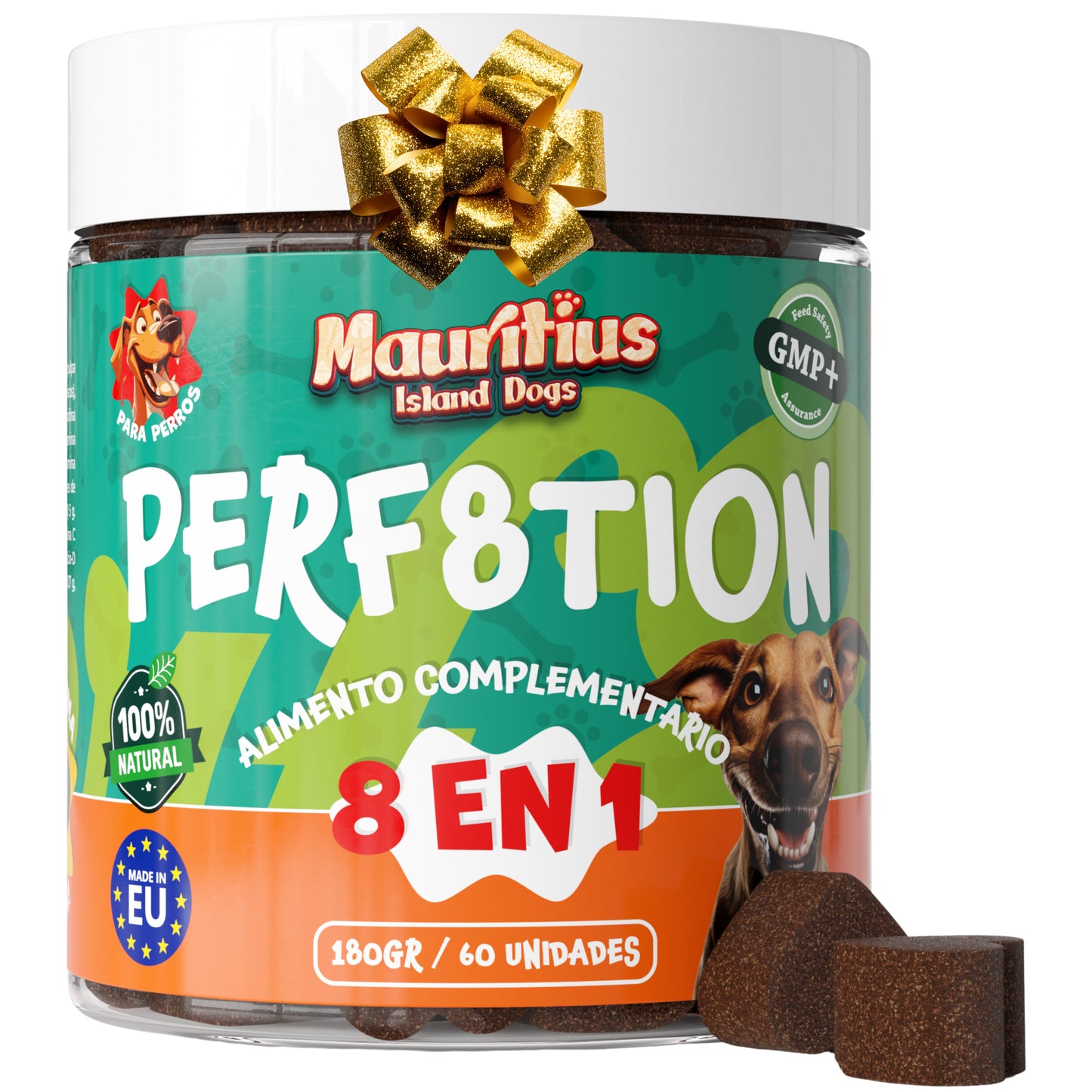 Perf8tion | Complemento 8 en 1 para Perros: Glucosamina, MSM, Condroitina (¡y 5 más!)
