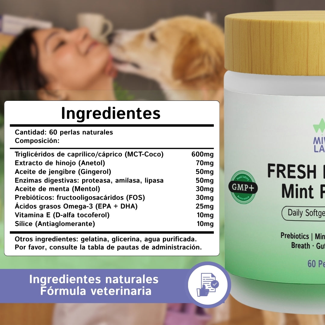 Fresh Digest | Prebióticos con Enzimas y Menta para Mal Aliento y Digestión