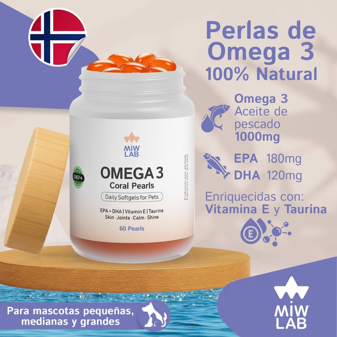 Omega 3 Coral Pearls | EPA + DHA + Vitamina E + Taurina