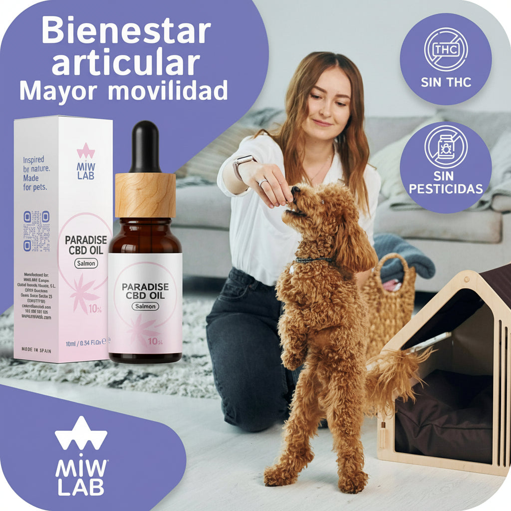 Diseño del frasco de CBD neutro para perros de la marca MIWLAB Mauritius Island Wellness Laboratory
