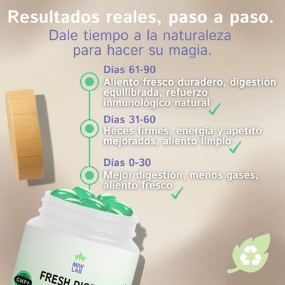 Fresh Digest | Prebióticos con Enzimas y Menta para Mal Aliento y Digestión